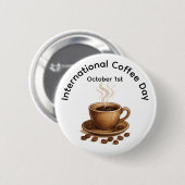 Internationale Dag van de Koffie Ronde Button 5,7 Cm (Voorkant /achterkant)