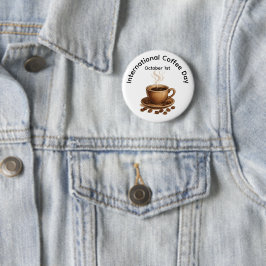 Internationale Dag van de Koffie Ronde Button 5,7 Cm