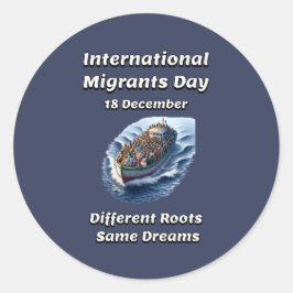 Internationale Dag van de Migranten. 18 december Ronde Sticker