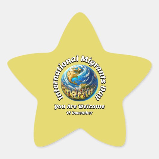 Internationale Dag van de Migranten. 18 december Ster Sticker (Voorkant)