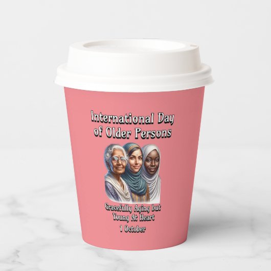 Internationale Dag van de Ouderen. 1 oktober Papieren Bekers (Voorkant)