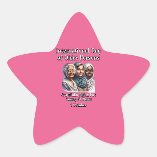 Internationale Dag van de Ouderen. 1 oktober Ster Sticker (Voorkant)