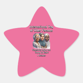 Internationale Dag van de Ouderen. 1 oktober Ster Sticker