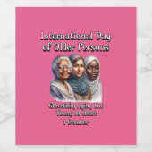 Internationale Dag van de Ouderen. 1 oktober Wijn Etiket (Enkel label)