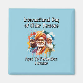 Internationale Dag van de Ouderen. bejaard Magneet