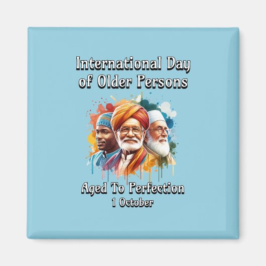 Internationale Dag van de Ouderen. bejaard Magneet (Voorkant)