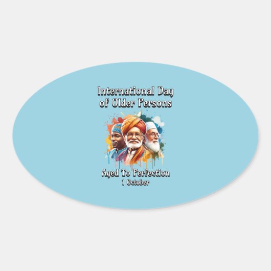 Internationale Dag van de Ouderen. bejaard Ovale Sticker (Voorkant)