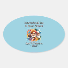 Internationale Dag van de Ouderen. bejaard Ovale Sticker