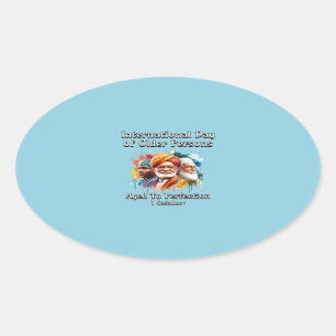 Internationale Dag van de Ouderen. bejaard Ovale Sticker