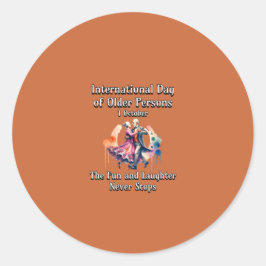 Internationale Dag van de Ouderen. Leuk. Ronde Sticker