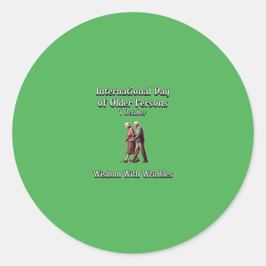 Internationale Dag van de Ouderen. Wijsheid. Ronde Sticker (Voorkant)