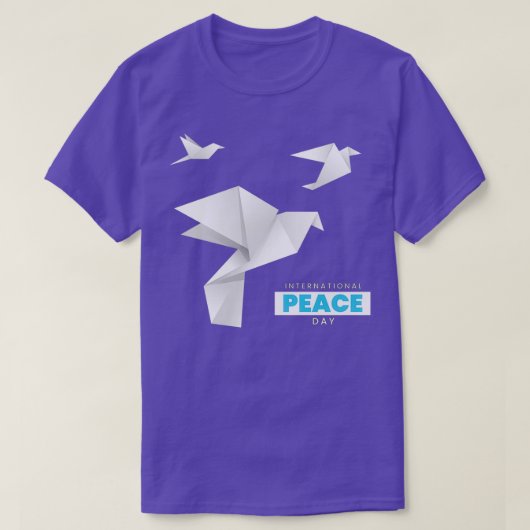 Internationale Dag van de Vrede met Origami Doves T-shirt (Design voorkant)