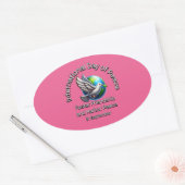 Internationale dag van de vrede. Pleeg vriendschap Ovale Sticker (Envelop)