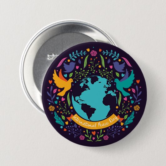 Internationale Dag van de Vrede Ronde Button 7,6 Cm (Voorkant /achterkant)