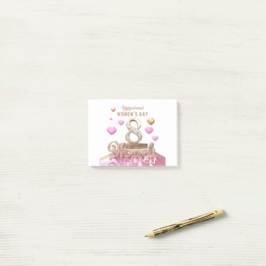 Internationale dag van de vrouw 8 maart post-it® notes (Op bureau)