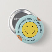 Internationale dag van geluk ronde button 5,7 cm (Voorkant /achterkant)