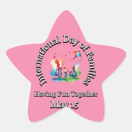 Internationale Dag van het Gezin: Samen plezier he Ster Sticker (Voorkant)