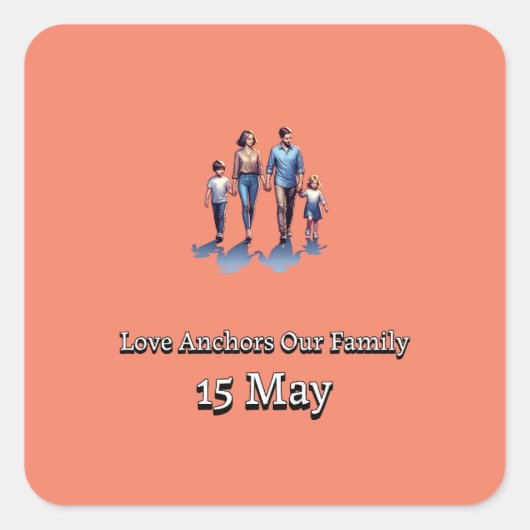 Internationale Dag van het Gezin Vierkante Sticker (Voorkant)