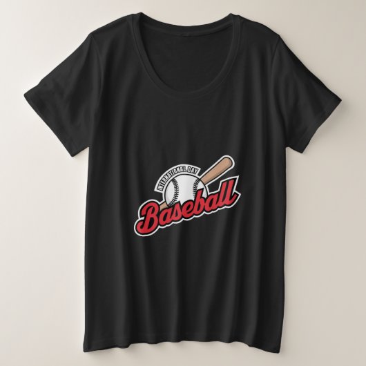 Internationale Dag van het Honkbal Logo Grote Maat T-shirt (Design voorkant)