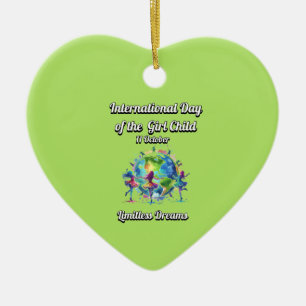 Internationale dag van het meisje. Onbegrensde dro Keramisch Ornament