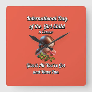 Internationale dag van het meisje. Veel plezier Vierkante Klok