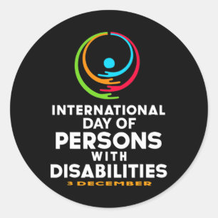 Internationale dag van personen met een handicap 3 ronde sticker