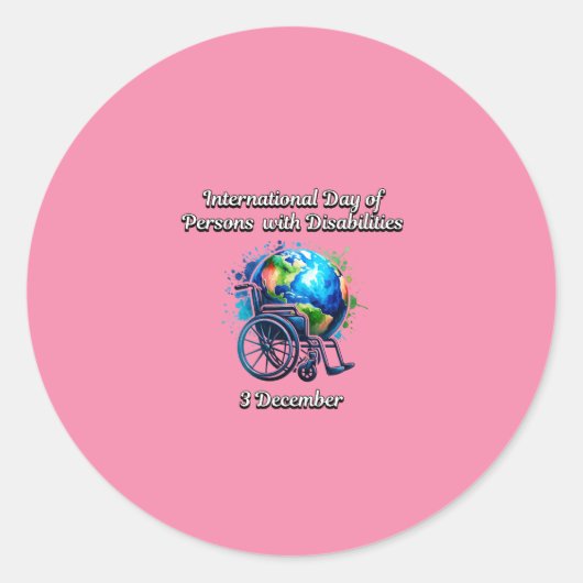 Internationale dag van personen met een handicap ronde sticker (Voorkant)