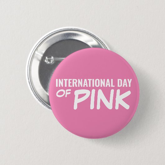 Internationale dag van roze ronde button 5,7 cm (Voorkant /achterkant)