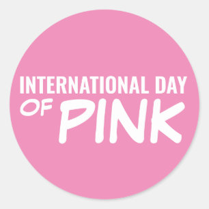 Internationale dag van roze ronde sticker