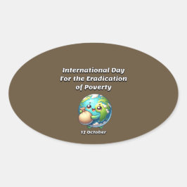 Internationale dag voor de uitbanning van armoede. ovale sticker