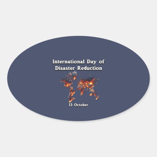 Internationale dag voor rampenpreventie. ovale sticker (Voorkant)