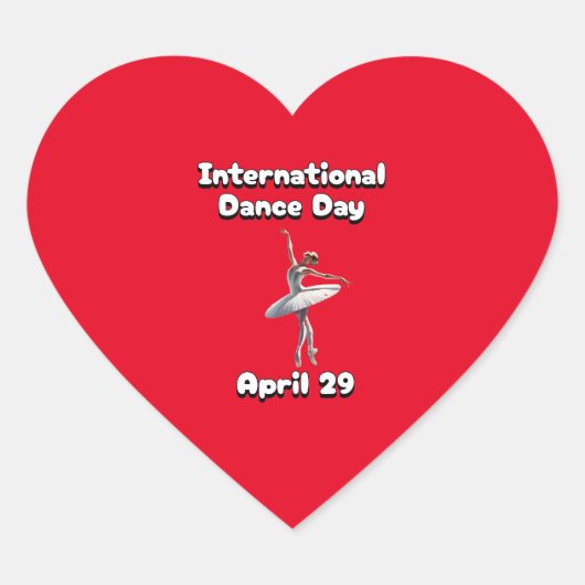 Internationale dansdag hart sticker (Voorkant)