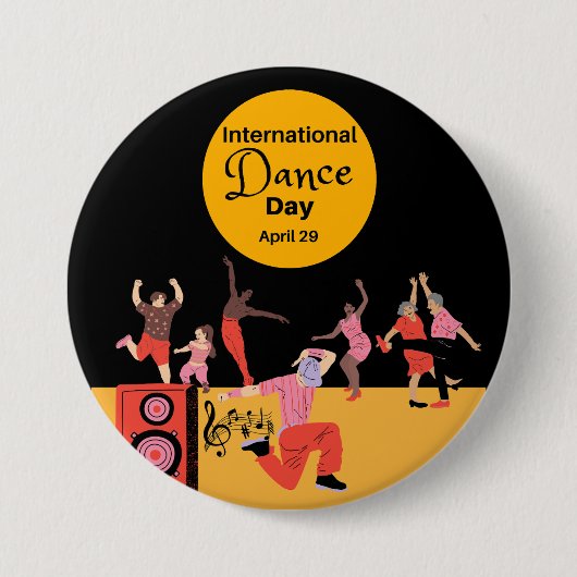 Internationale dansdag | Werelddansdag Ronde Button 7,6 Cm (Voorkant)