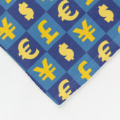 Internationale geldvaluta's tekenen patroon fleece deken (Hoek)
