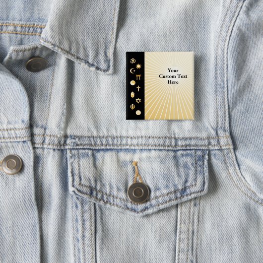 Internationale geloofsknoppen vierkante button 5,1 cm (In situ)