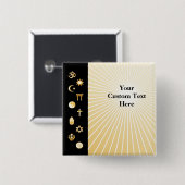 Internationale geloofsknoppen vierkante button 5,1 cm (Voorkant /achterkant)