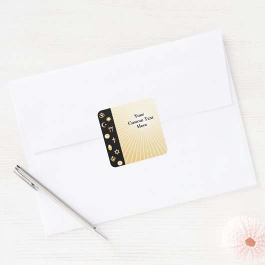 Internationale geloofsovertuigingen vierkante sticker (Envelop)