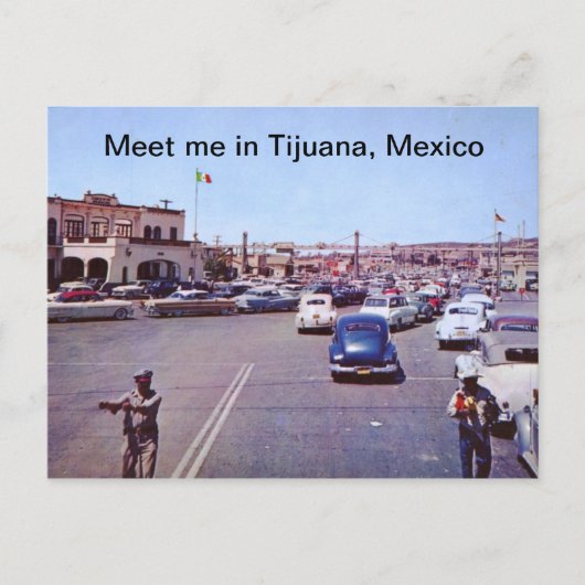 Internationale grens, Tijuana, Mexicaanse Vintage Briefkaart (Voorkant)