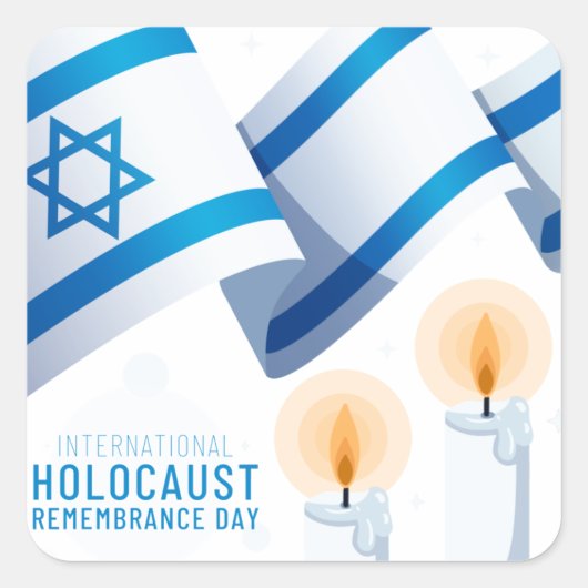 Internationale herdenkingsdag voor holocaust vierkante sticker (Voorkant)