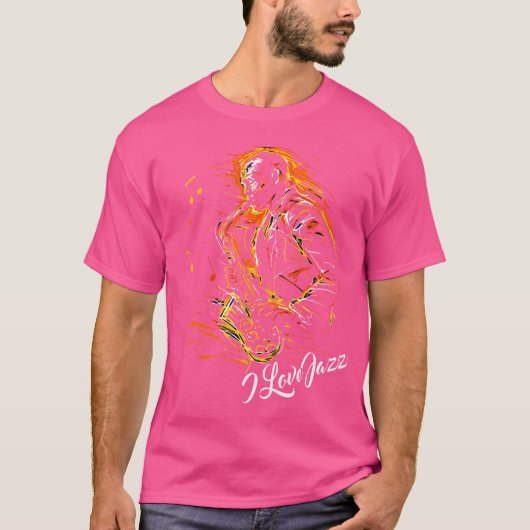 Internationale Jazz Dag Ik hou van jazz saxofoonsp T-shirt (Voorkant)