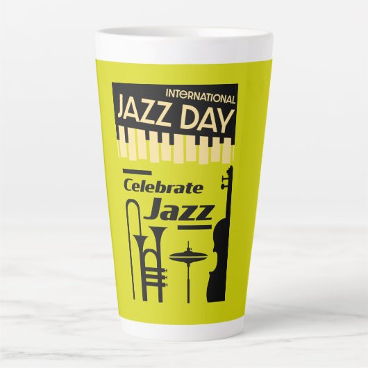 Internationale jazzdag 30 april latte mok (Voorkant)