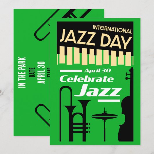 Internationale jazzdag 30 april save the date (Voorkant / Achterkant)