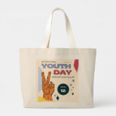 Internationale jeugddag, 12 augustus,  grote tote bag (Achterkant)