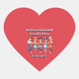Internationale Jeugddag. 12 augustus Hart Sticker