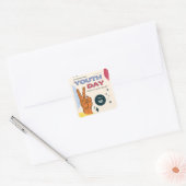 Internationale jeugddag, 12 augustus, vierkante sticker (Envelop)
