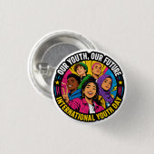 Internationale Jeugddag Sticker Ronde Button 3,2 Cm (Voorkant /achterkant)