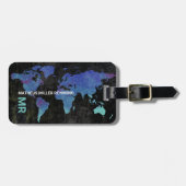 Internationale kaart voor reizen verhit blauw bagagelabel (Voorkant horizontaal)