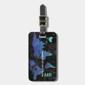 Internationale kaart voor reizen verhit blauw bagagelabel (Voorkant verticaal)