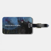 Internationale kaart voor reizen verhit blauw bagagelabel (Achterkant horizontaal)