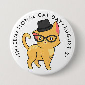 Internationale Kat Dag, hipsterkattenkat Button (Voorkant)